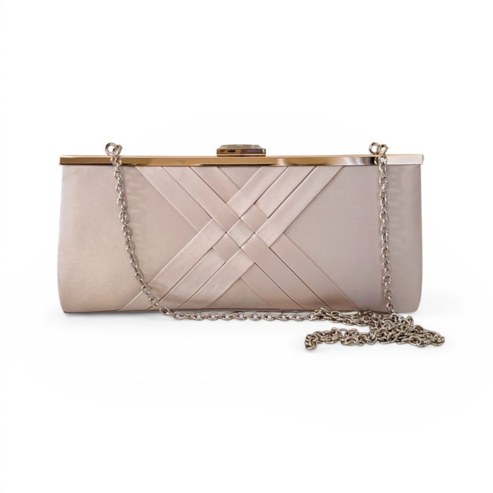 INC Kelsie Woven Satin Chain Clutch